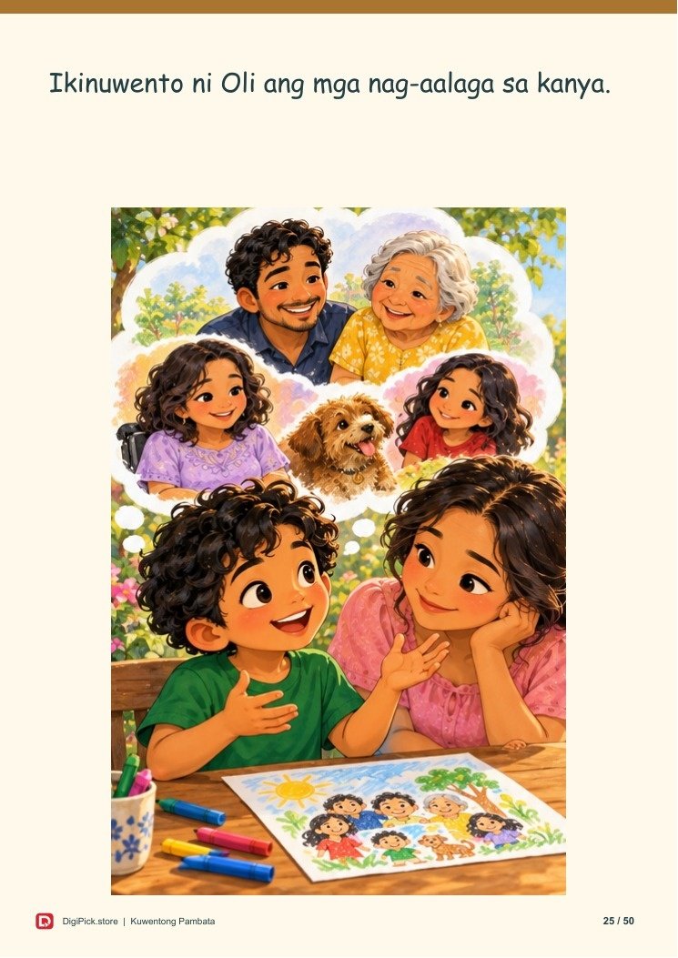 Ang Pamilyang Kasya sa Isang Larawan - 50-Page Filipino Storybook (A4 PDF) - actual included file preview
