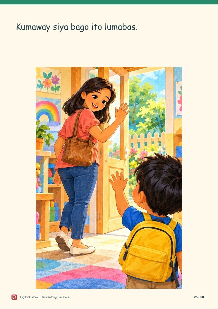 Si Lino at ang Unang Araw sa Paaralan - 50-Page Filipino Storybook (A4 PDF) - actual included file preview
