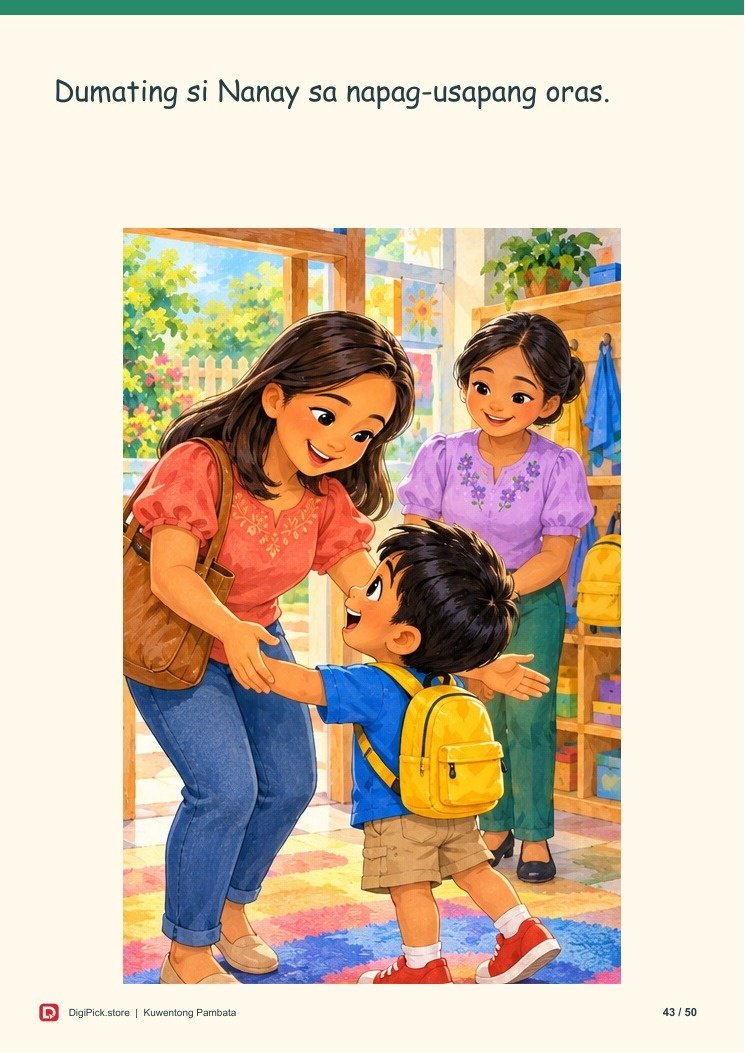 Si Lino at ang Unang Araw sa Paaralan - 50-Page Filipino Storybook (A4 PDF) - actual included file preview