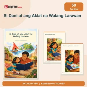 Si Dani at ang Aklat na Walang Larawan - 50-Page Filipino Storybook (A4 PDF) - original DigiPick digital product cover