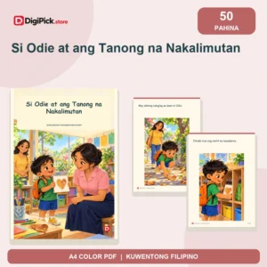 Si Odie at ang Tanong na Nakalimutan - 50-Page Filipino Storybook (A4 PDF) - original DigiPick digital product cover