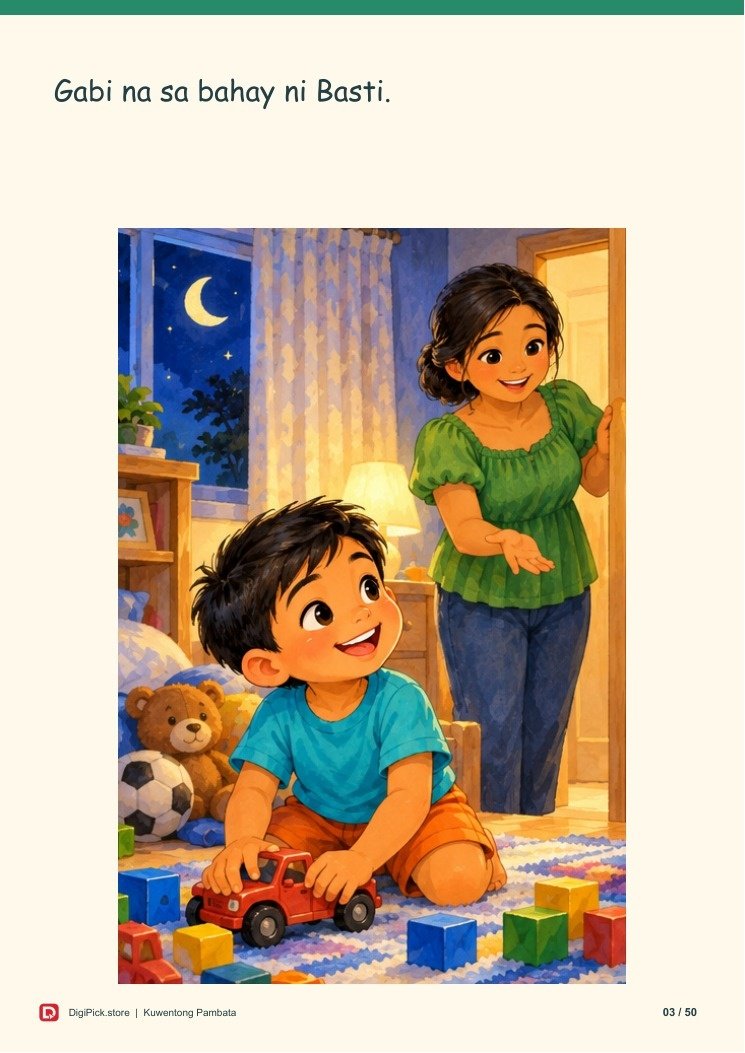 Si Basti at ang Pakikipagsapalaran ng Sipilyo - 50-Page Filipino Storybook (A4 PDF) - actual included file preview