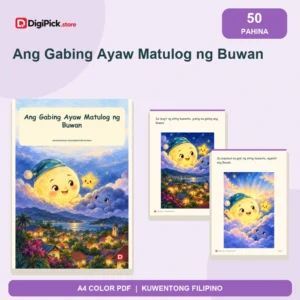 Ang Gabing Ayaw Matulog ng Buwan - 50-Page Filipino Storybook (A4 PDF) - original DigiPick digital product cover