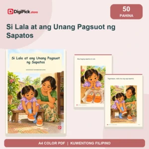 Si Lala at ang Unang Pagsuot ng Sapatos - 50-Page Filipino Storybook (A4 PDF) - original DigiPick digital product cover