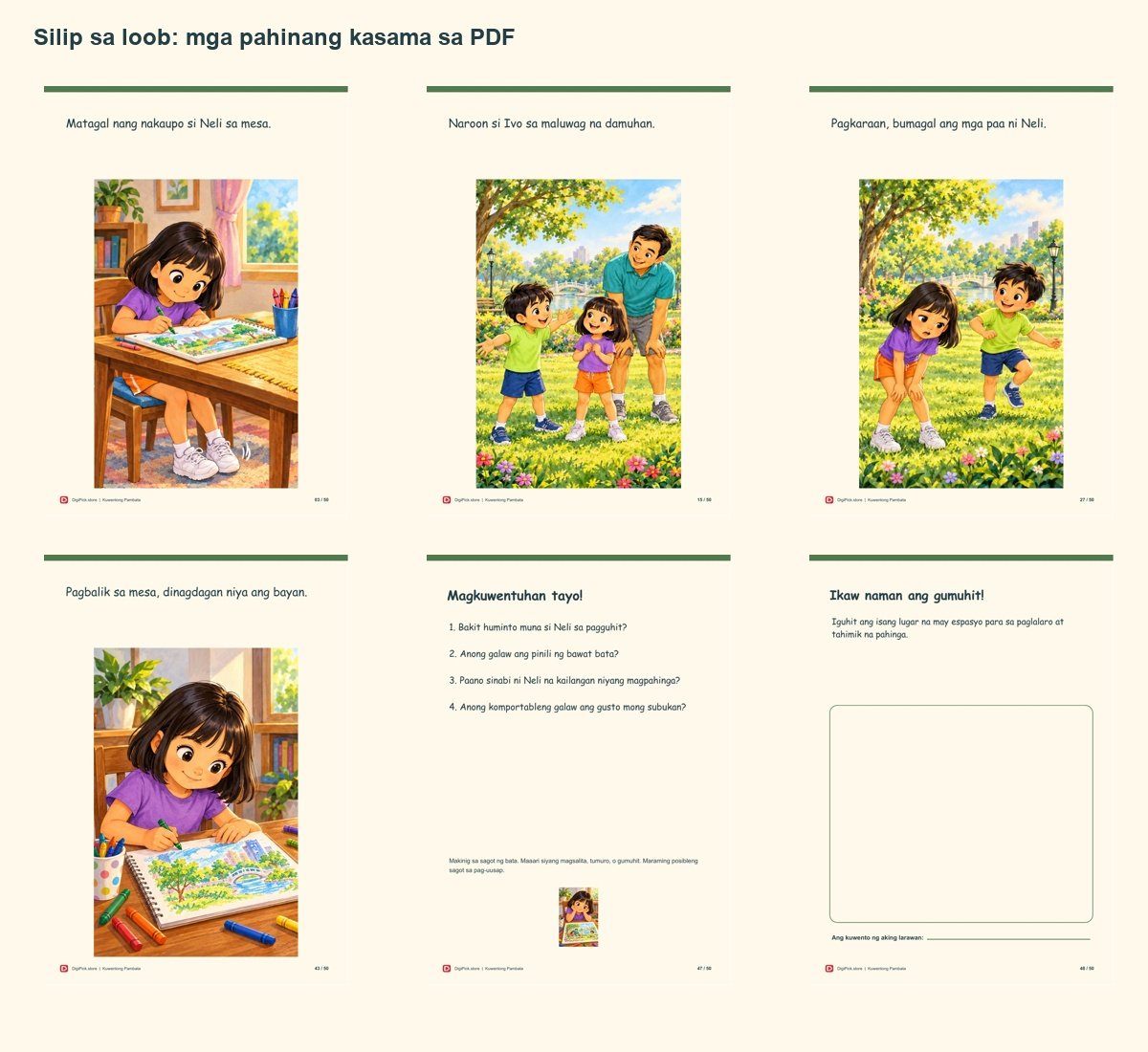 Ang Katawang Gustong Gumalaw - 50-Page Filipino Storybook (A4 PDF) - actual included file preview