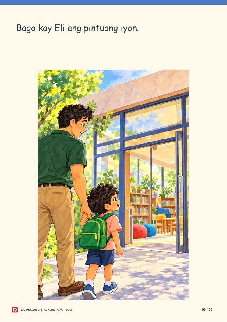 Ang Munting Bisita sa Aklatan - 50-Page Filipino Storybook (A4 PDF) - actual included file preview