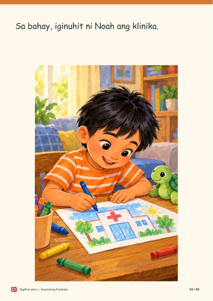 Si Noah at ang Doktor na Mahilig Magpaliwanag - 50-Page Filipino Storybook (A4 PDF) - actual included file preview