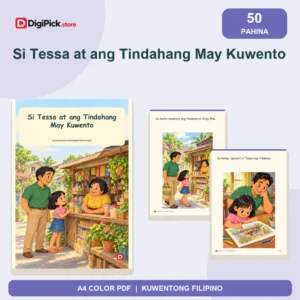 Si Tessa at ang Tindahang May Kuwento - 50-Page Filipino Storybook (A4 PDF) - original DigiPick digital product cover