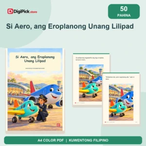 Si Aero, ang Eroplanong Unang Lilipad - 50-Page Filipino Storybook (A4 PDF) - original DigiPick digital product cover