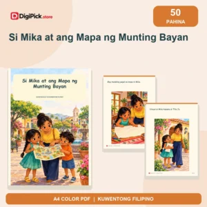 Si Mika at ang Mapa ng Munting Bayan - 50-Page Filipino Storybook (A4 PDF) - original DigiPick digital product cover