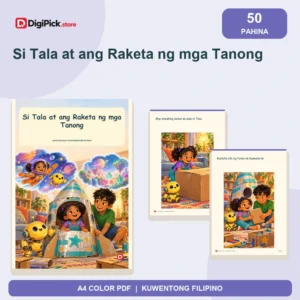 Si Tala at ang Raketa ng mga Tanong - 50-Page Filipino Storybook (A4 PDF) - original DigiPick digital product cover
