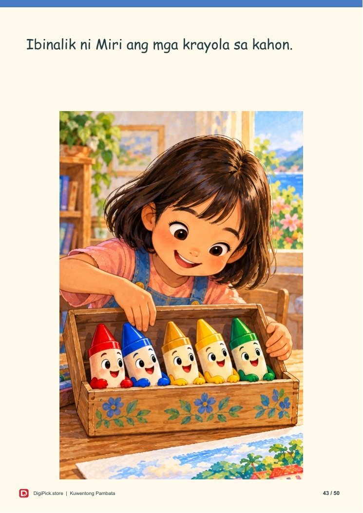 Ang Krayolang Walang Paboritong Kulay - 50-Page Filipino Storybook (A4 PDF) - actual included file preview