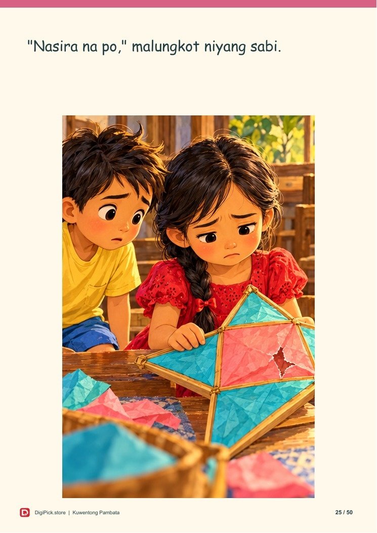 Si Sinta at ang Parol na Gawa sa Papel - 50-Page Filipino Storybook (A4 PDF) - actual included file preview