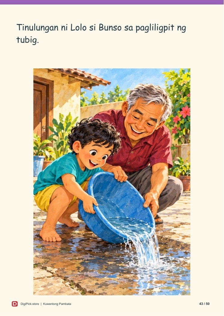 Ang Tsinelas na Naging Bangka - 50-Page Filipino Storybook (A4 PDF) - actual included file preview