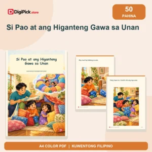 Si Pao at ang Higanteng Gawa sa Unan - 50-Page Filipino Storybook (A4 PDF) - original DigiPick digital product cover
