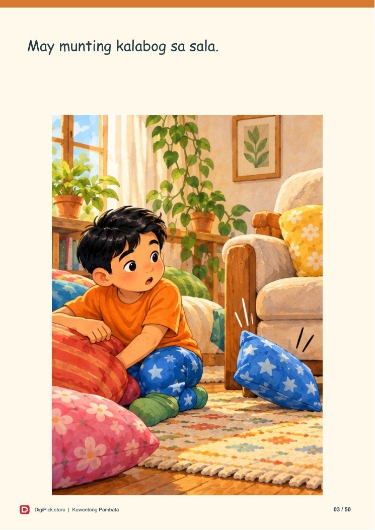 Si Pao at ang Higanteng Gawa sa Unan - 50-Page Filipino Storybook (A4 PDF) - actual included file preview