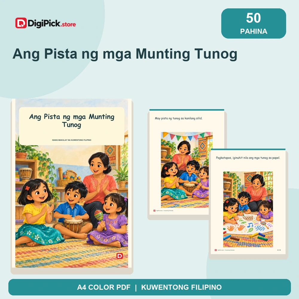 Ang Pista ng mga Munting Tunog - 50-Page Filipino Storybook (A4 PDF) - original DigiPick digital product cover