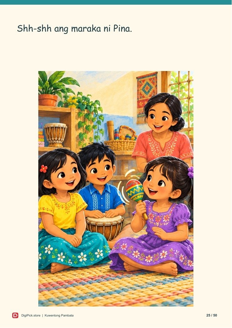 Ang Pista ng mga Munting Tunog - 50-Page Filipino Storybook (A4 PDF) - actual included file preview