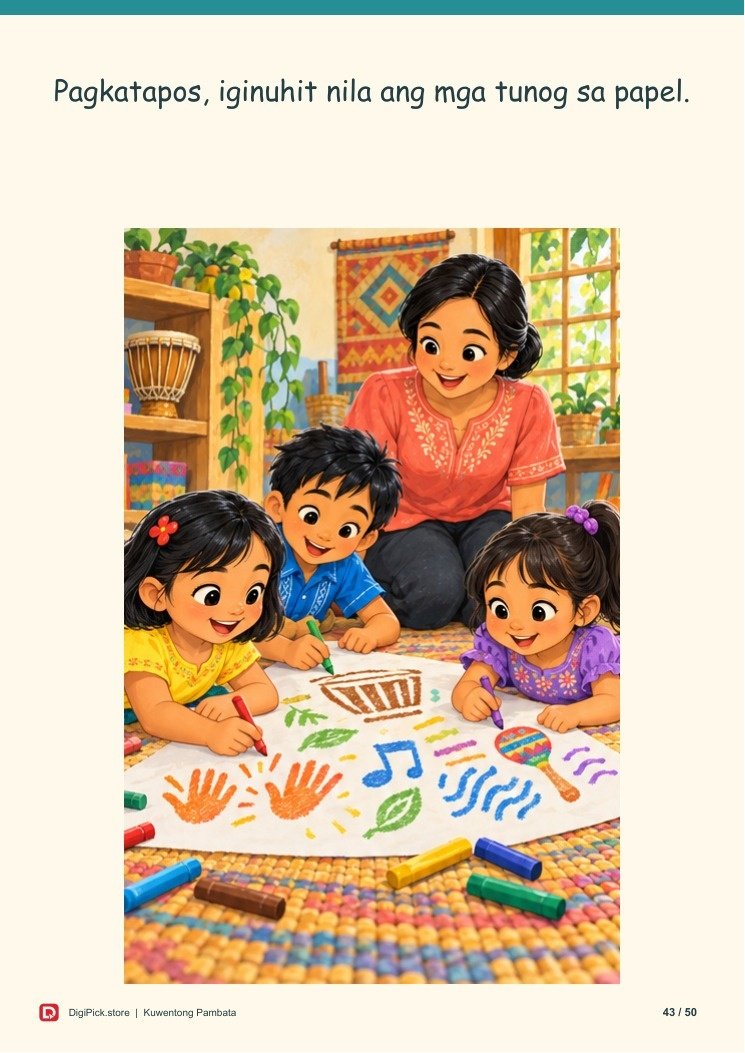 Ang Pista ng mga Munting Tunog - 50-Page Filipino Storybook (A4 PDF) - actual included file preview