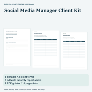 Social Media Manager Client Kit - original DigiPick digital product cover