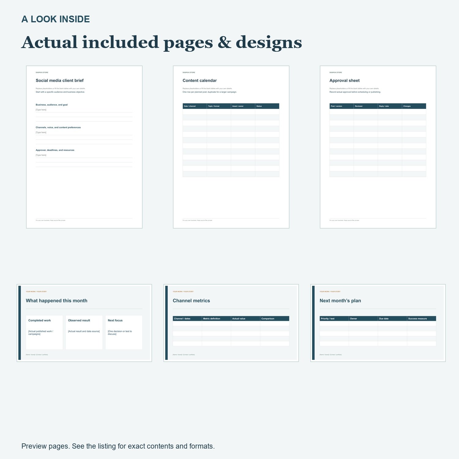 Social Media Manager Client Kit - actual included file preview